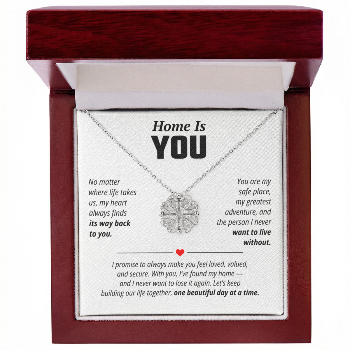 Home Is You Necklace for Her – Magnetic Hearts Romantic Relationship Gift