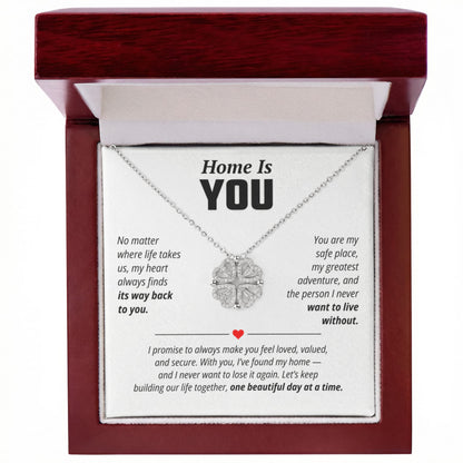 Home Is You Necklace for Her – Magnetic Hearts Romantic Relationship Gift