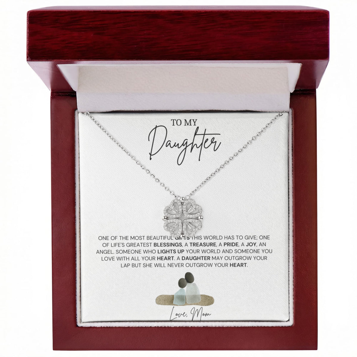 To My Daughter - Love Mom - Magnetic Hearts Necklace Gift