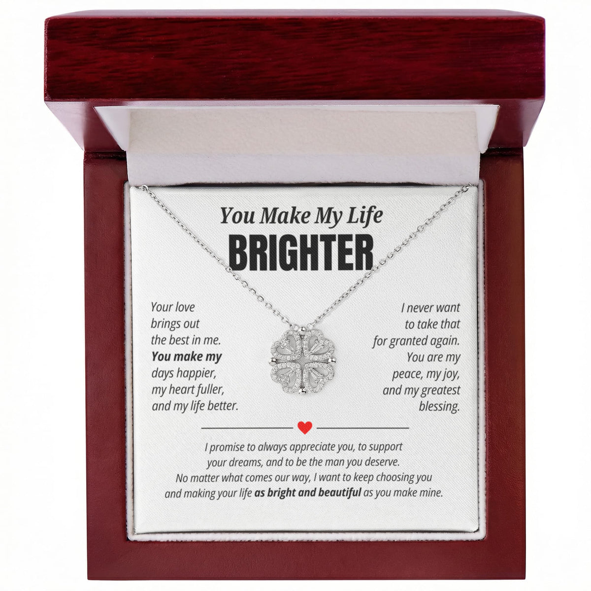 You Make My Life Brighter Necklace for Her – Magnetic Hearts Romantic Gift