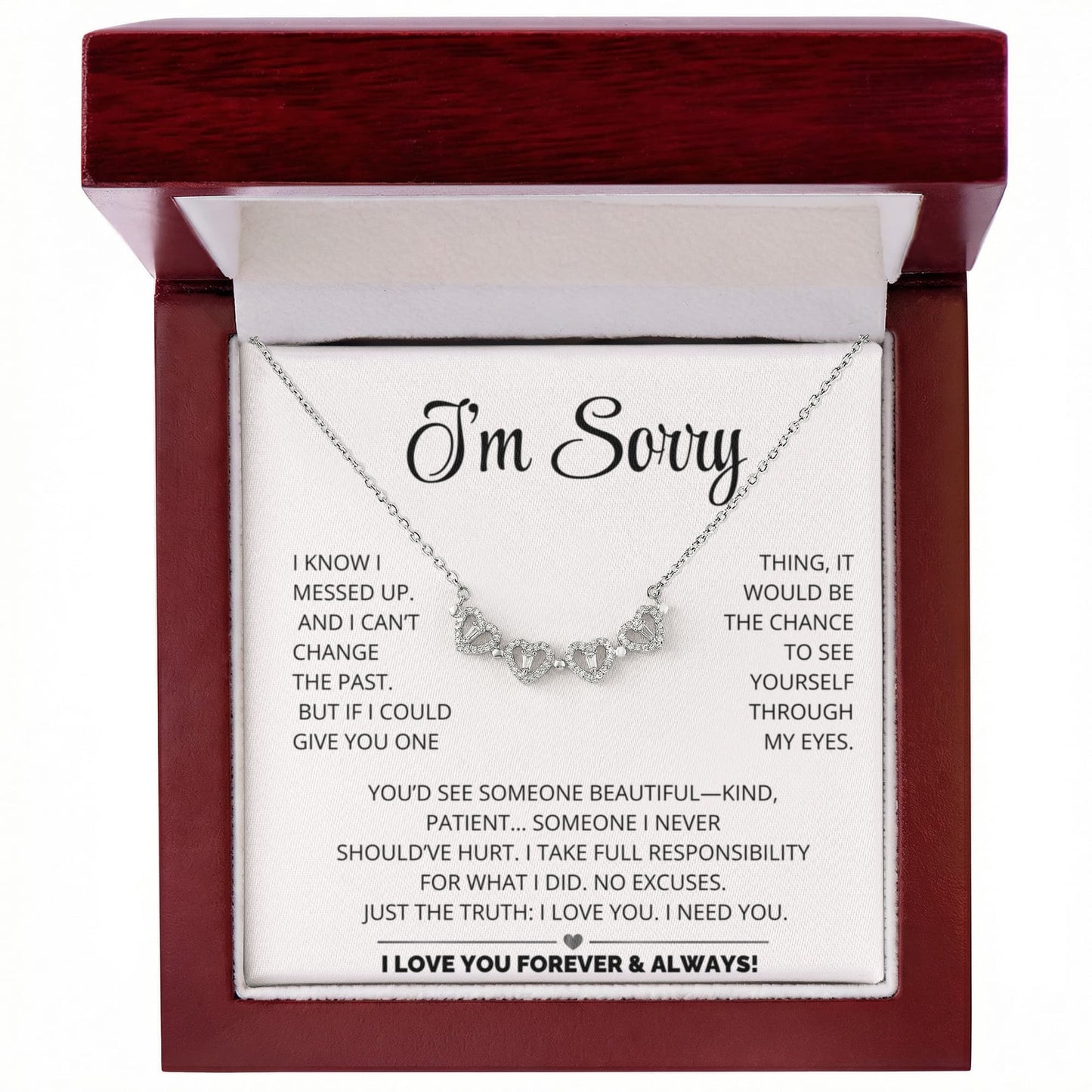 Apology Gift For Her - Magnetic Hearts Necklace
