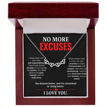 No More Excuses Necklace for Her – Magnetic Hearts I'm Sorry Apology Gift