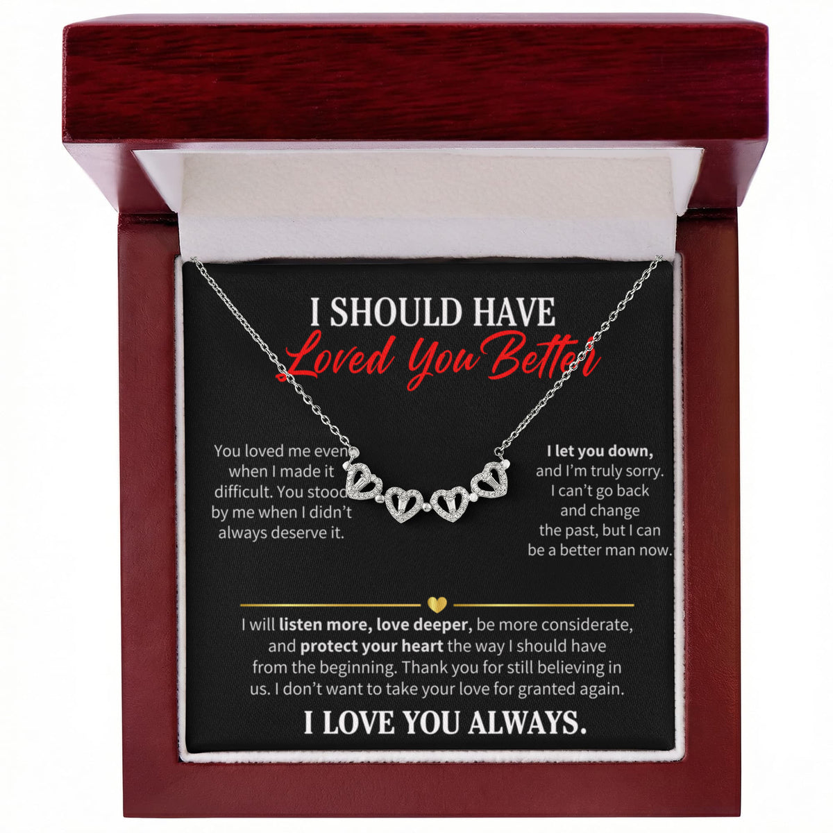 I Should Have Loved You Better Necklace for Her – Magnetic Hearts Apology Gift