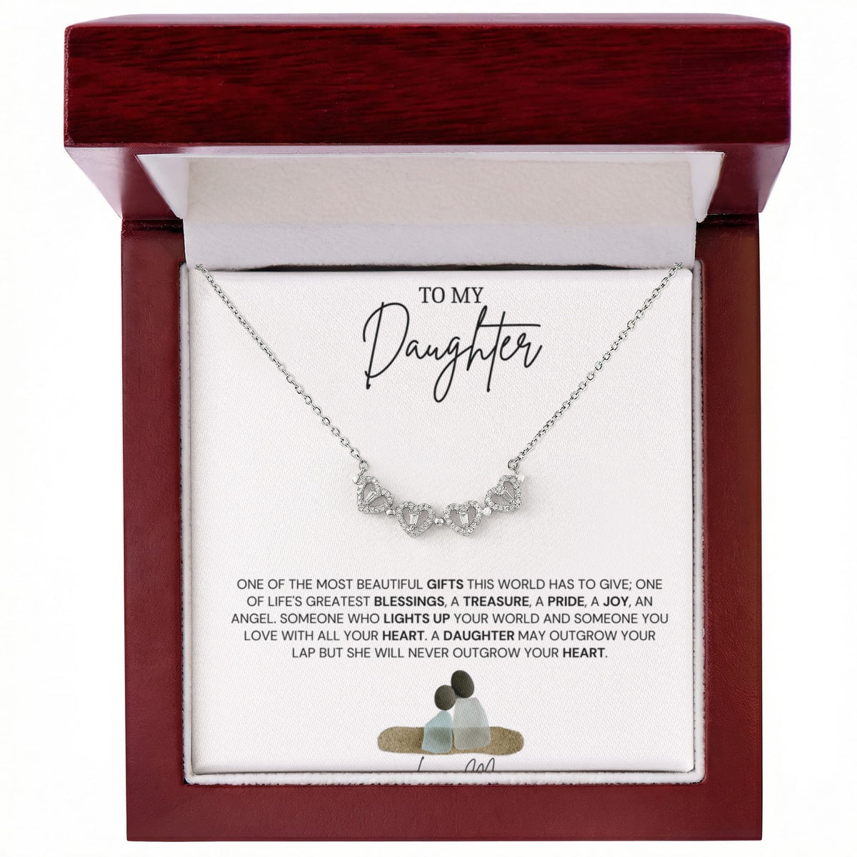 To My Daughter - Love Mom - Magnetic Hearts Necklace Gift
