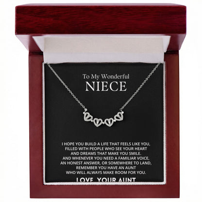 To My Wonderful Niece - Magnetic Hearts Necklace Gift Set