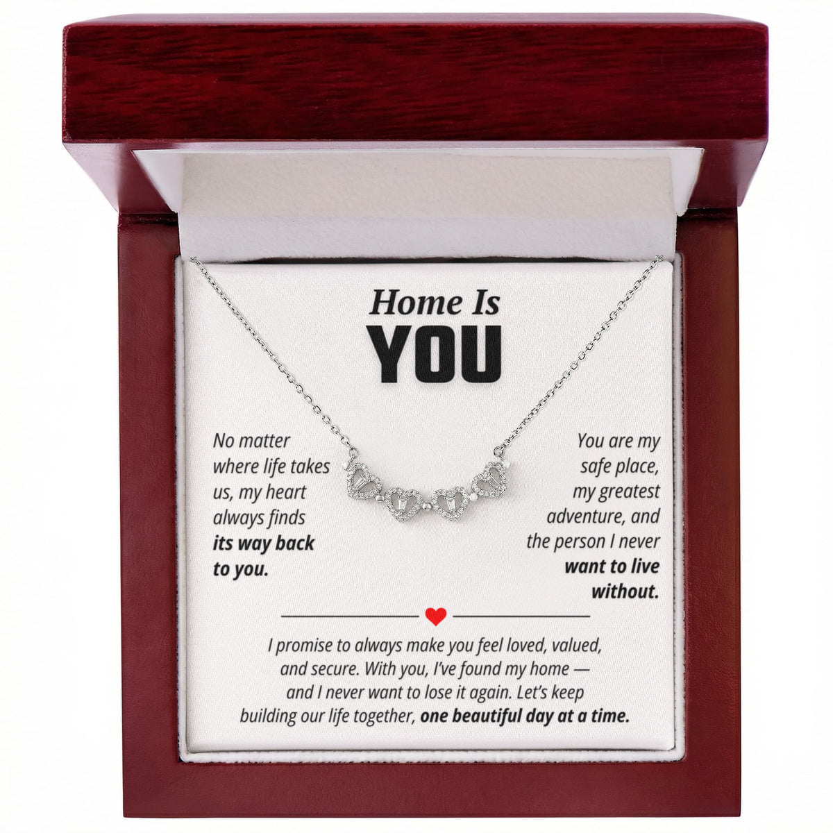 Home Is You Necklace for Her – Magnetic Hearts Romantic Relationship Gift