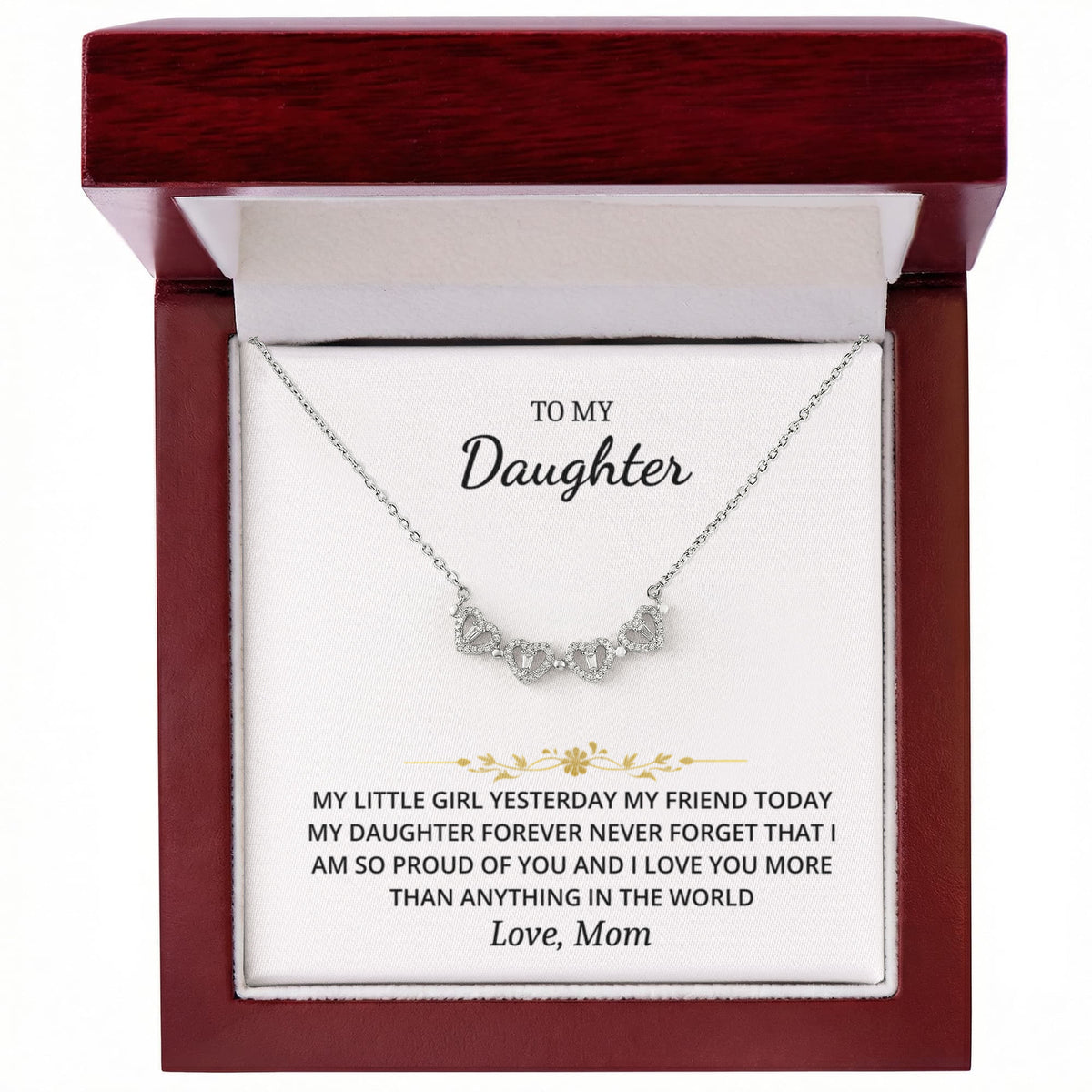 To My Daughter - Love Mom Magnetic Hearts Necklace Gift Set