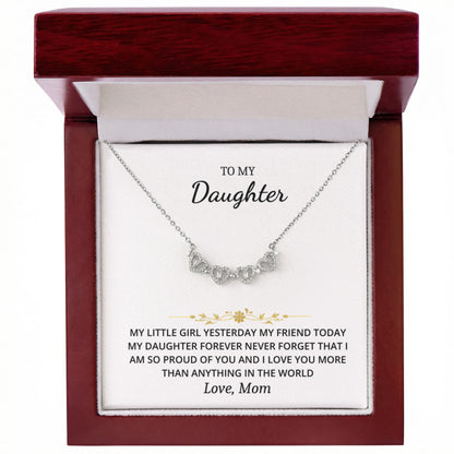 To My Daughter - Love Mom Magnetic Hearts Necklace Gift Set