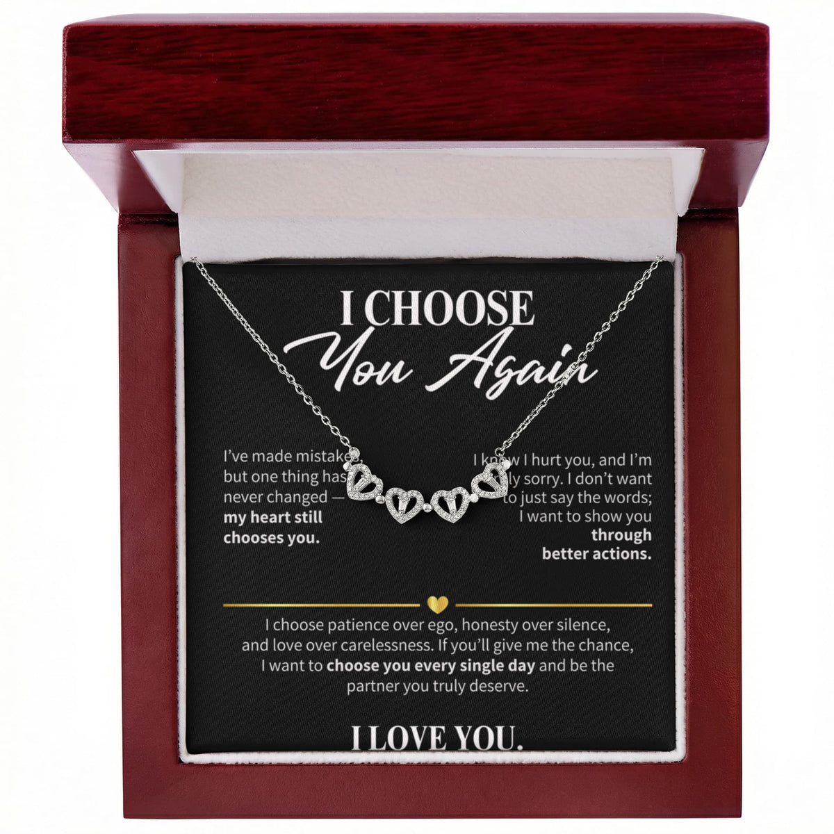 I Choose You Again Necklace for Her – Magnetic Hearts Apology Gift