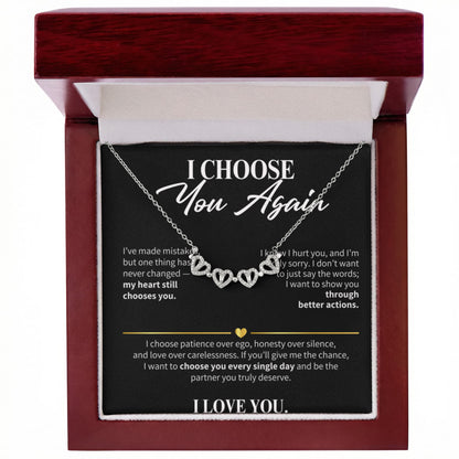 I Choose You Again Necklace for Her – Magnetic Hearts Apology Gift