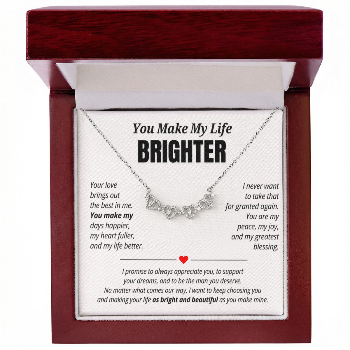 You Make My Life Brighter Necklace for Her – Magnetic Hearts Romantic Gift