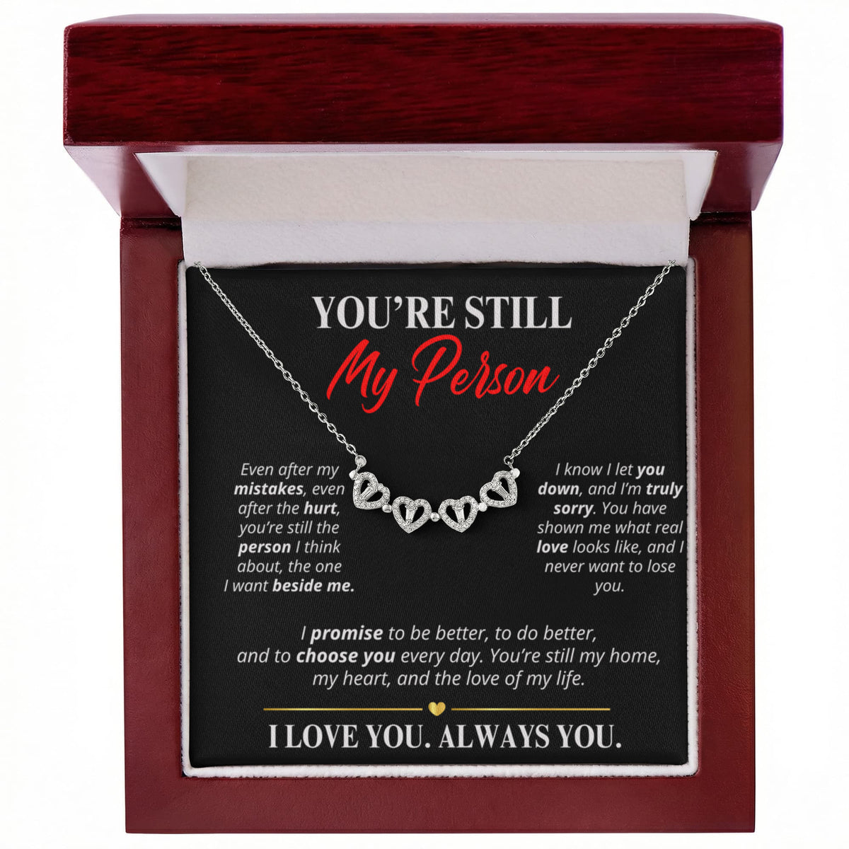 You're Still My Person Necklace for Her – Magnetic Hearts Apology Gift