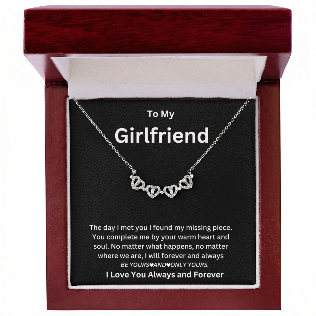 To My Girlfriend - Magnetic Hearts Necklace Gift Set