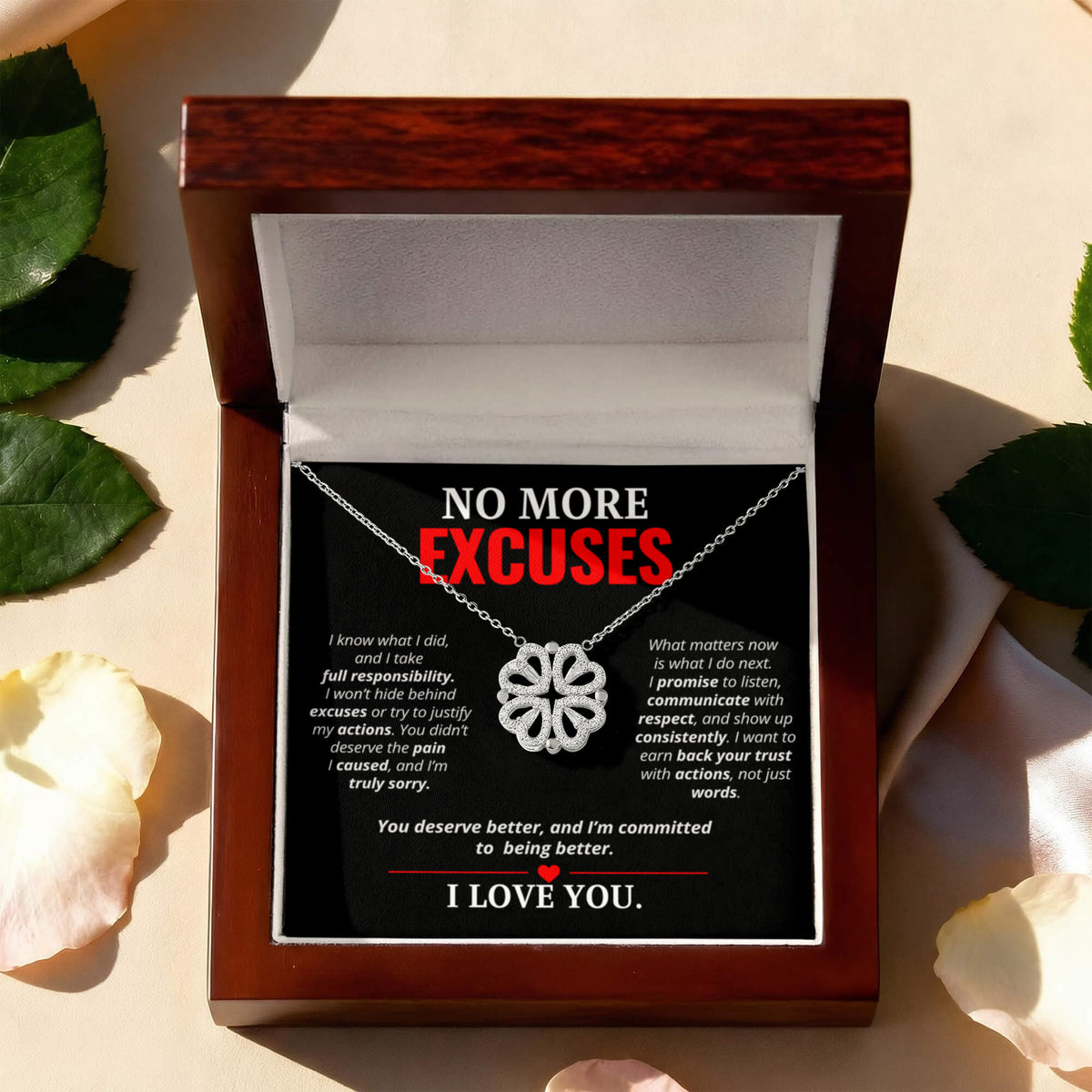 No More Excuses Necklace for Her – Magnetic Hearts I'm Sorry Apology Gift