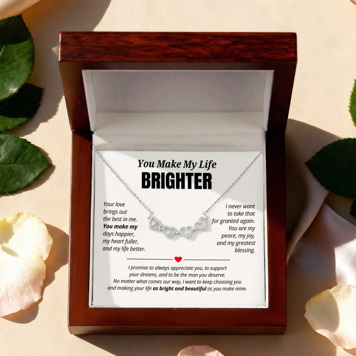 You Make My Life Brighter Necklace for Her – Magnetic Hearts Romantic Gift