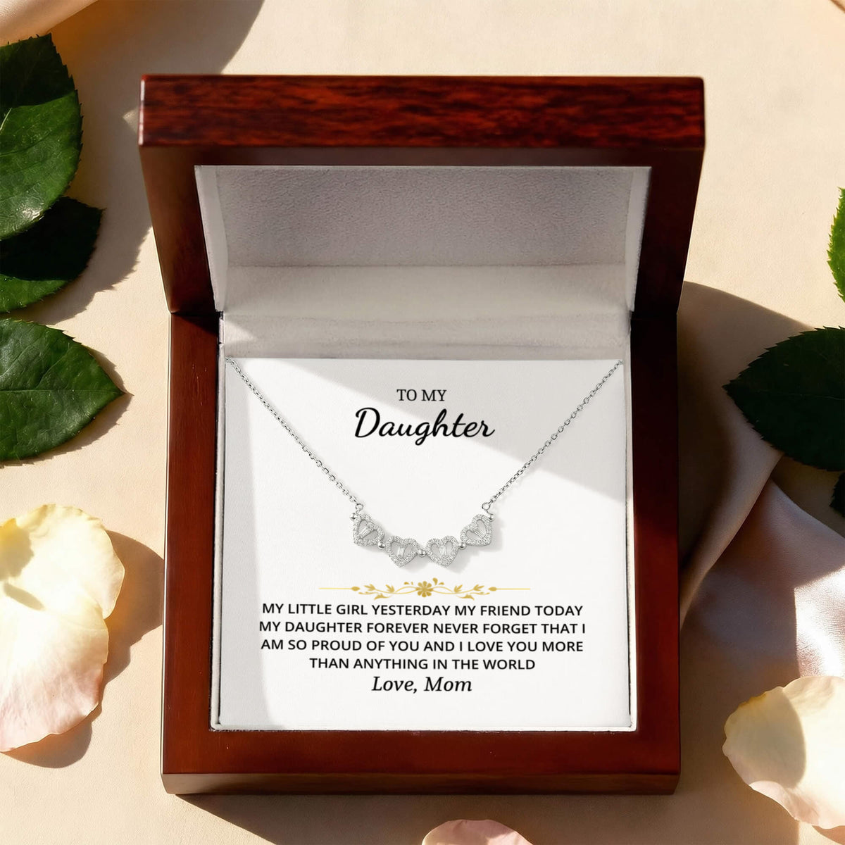 To My Daughter - Love Mom Magnetic Hearts Necklace Gift Set
