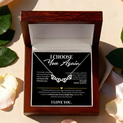 I Choose You Again Necklace for Her – Magnetic Hearts Apology Gift