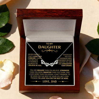 To my Daughter - Never Forget That I Love you - Magnetic Hearts Necklace