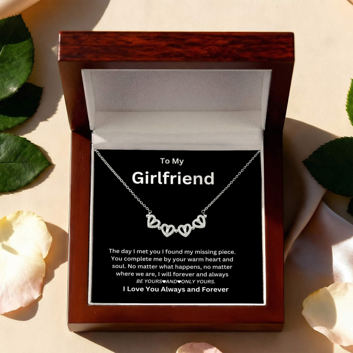 To My Girlfriend - Magnetic Hearts Necklace Gift Set