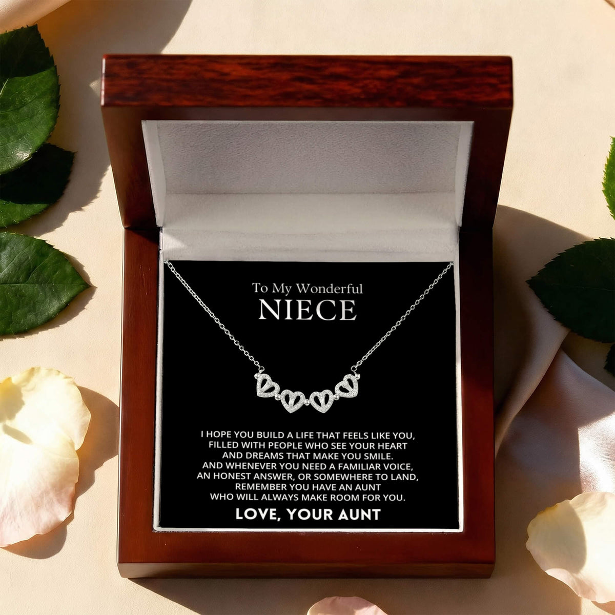 To My Wonderful Niece - Magnetic Hearts Necklace Gift Set