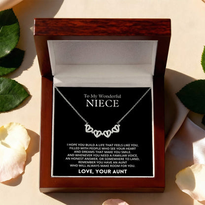 To My Wonderful Niece - Magnetic Hearts Necklace Gift Set