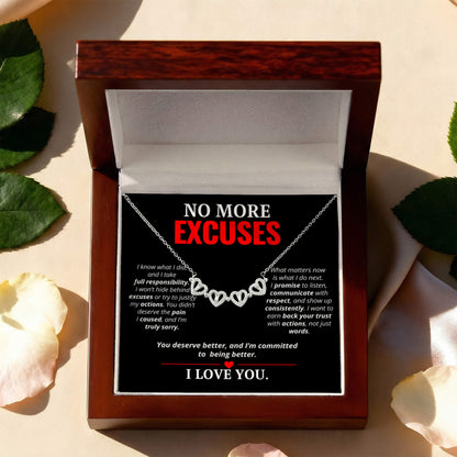 No More Excuses Necklace for Her – Magnetic Hearts I'm Sorry Apology Gift