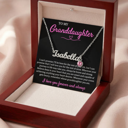 Custom Name Necklace with Birthstone – To My Granddaughter, Loved Forever & Always