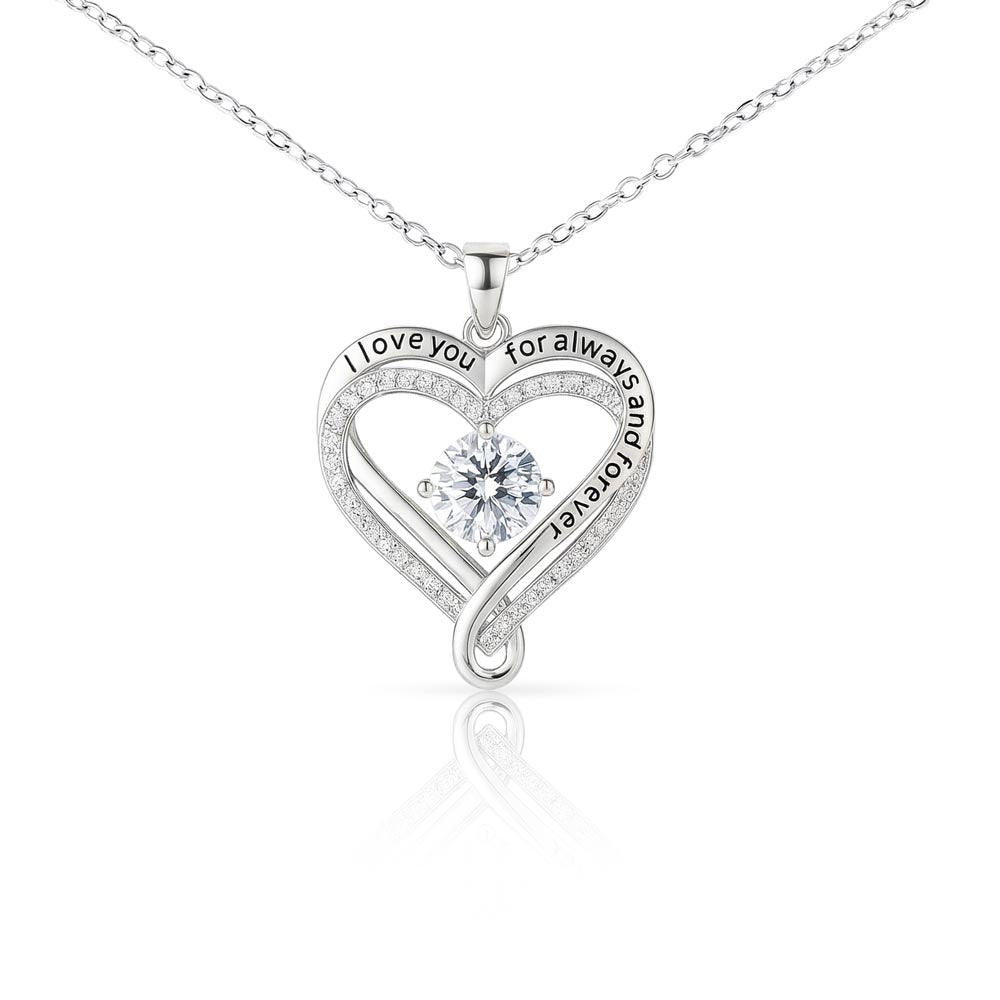 Engraved Heart Necklace with Wooden Box with LED Light