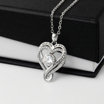 Engraved Heart Necklace with Wooden Box with LED Light