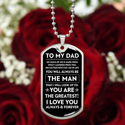 To My Dad, The Man, Personalized Dog Tag Necklace, Birthday, Father's Day, Holiday