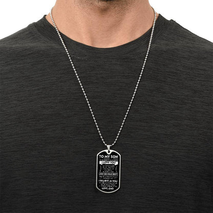 To My Son "Never Forget" Dog Tag - Military Ball Chain