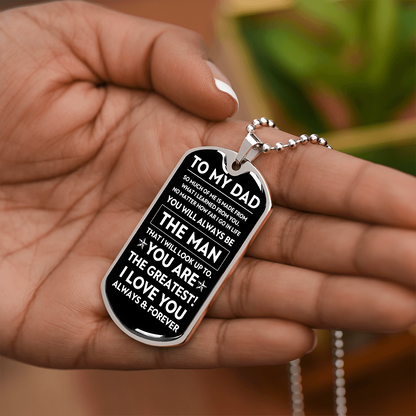 To My Dad, The Man, Personalized Dog Tag Necklace, Birthday, Father's Day, Holiday