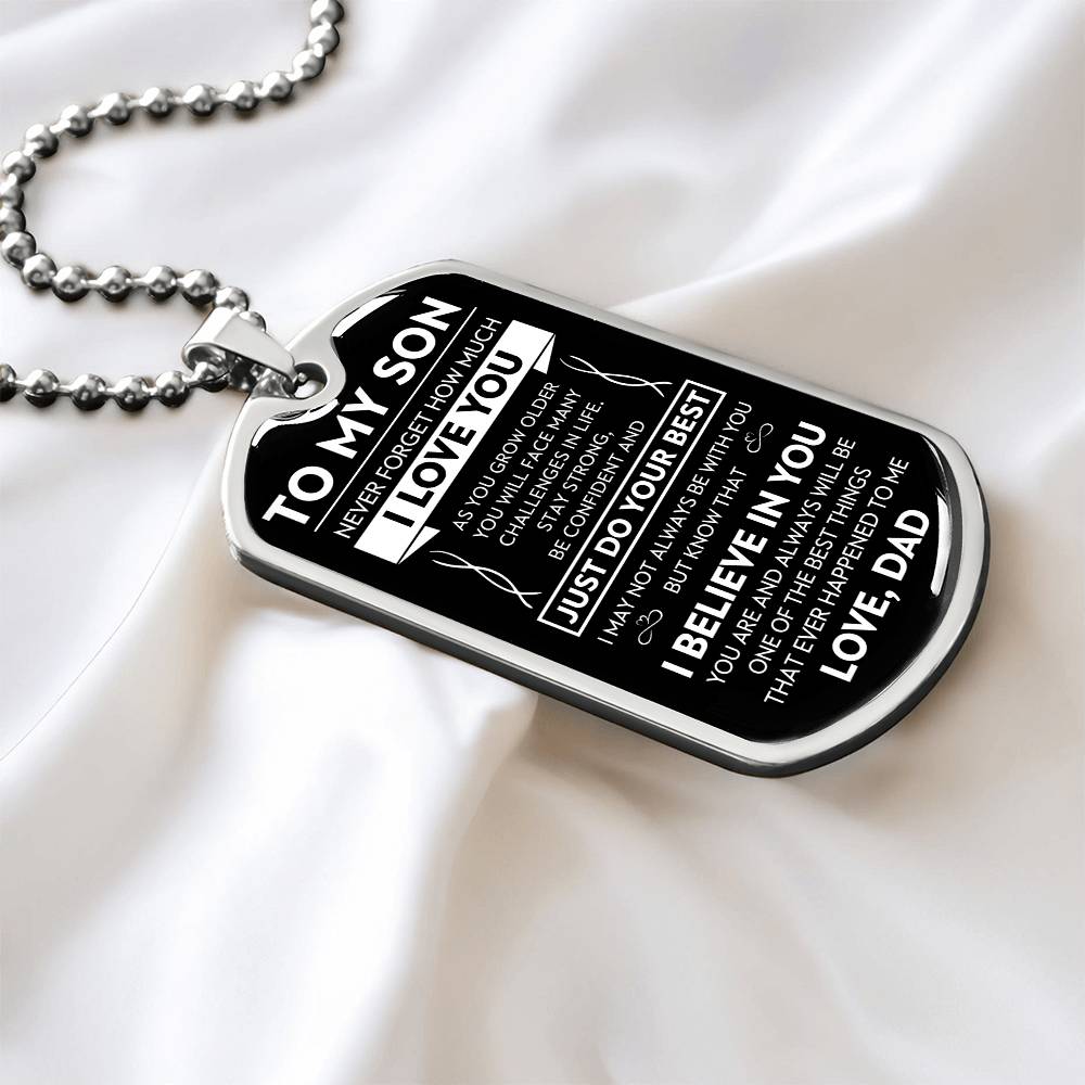 To My Son Never Forget Dog Tag - Military Ball Chain