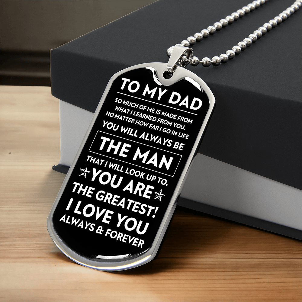 To My Dad, The Man, Personalized Dog Tag Necklace, Birthday, Father's Day, Holiday