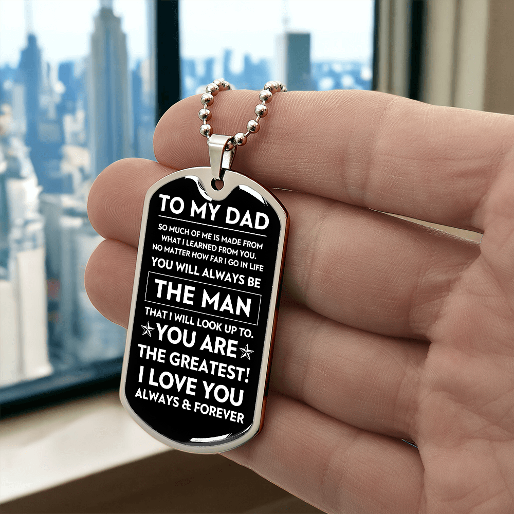 To My Dad, The Man, Personalized Dog Tag Necklace, Birthday, Father's Day, Holiday