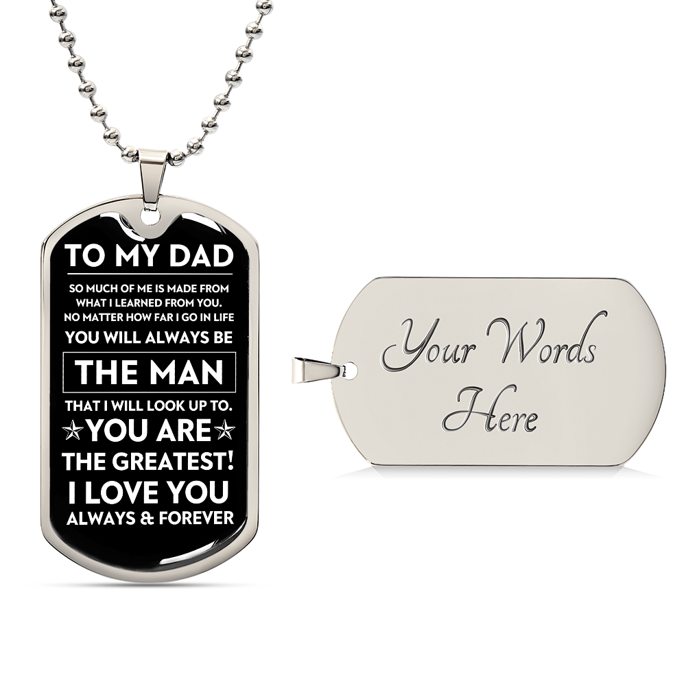 To My Dad, The Man, Personalized Dog Tag Necklace, Birthday, Father's Day, Holiday