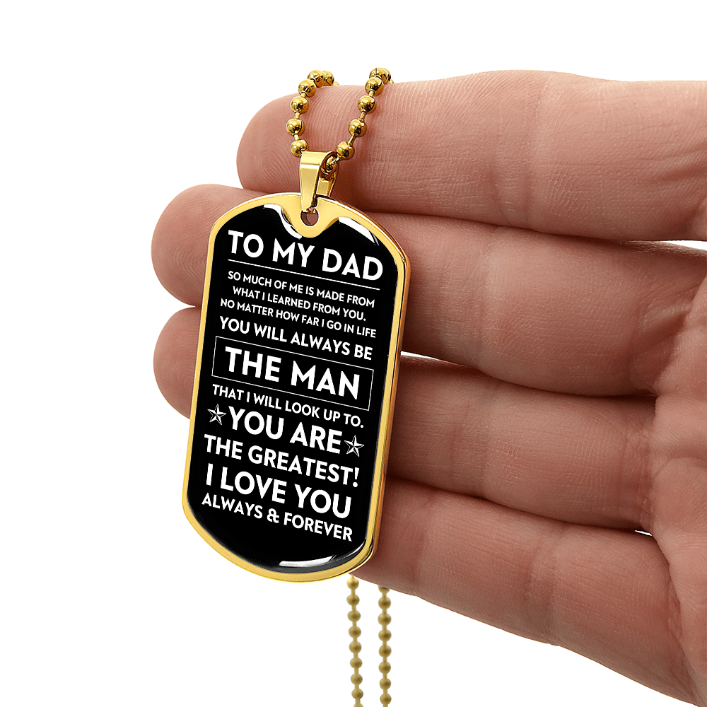 To My Dad, The Man, Personalized Dog Tag Necklace, Birthday, Father's Day, Holiday