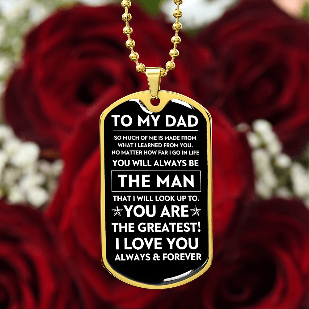 To My Dad, The Man, Personalized Dog Tag Necklace, Birthday, Father's Day, Holiday