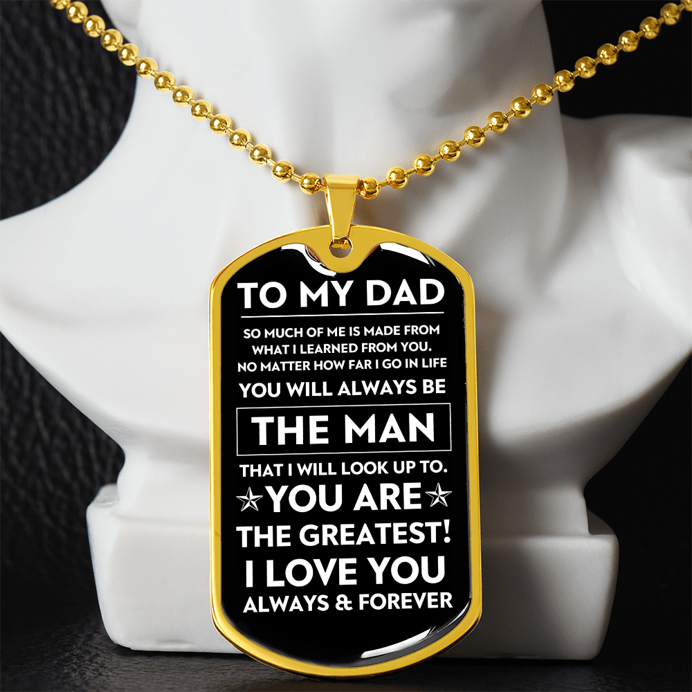 To My Dad, The Man, Personalized Dog Tag Necklace, Birthday, Father's Day, Holiday