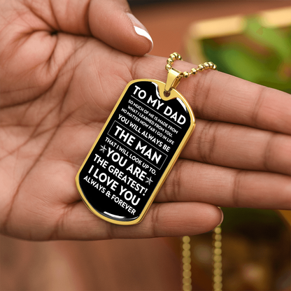 To My Dad, The Man, Personalized Dog Tag Necklace, Birthday, Father's Day, Holiday