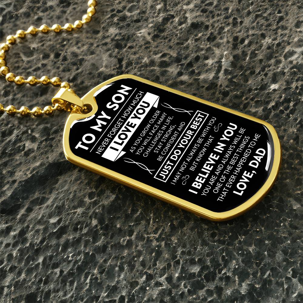 To My Son Never Forget Dog Tag - Military Ball Chain