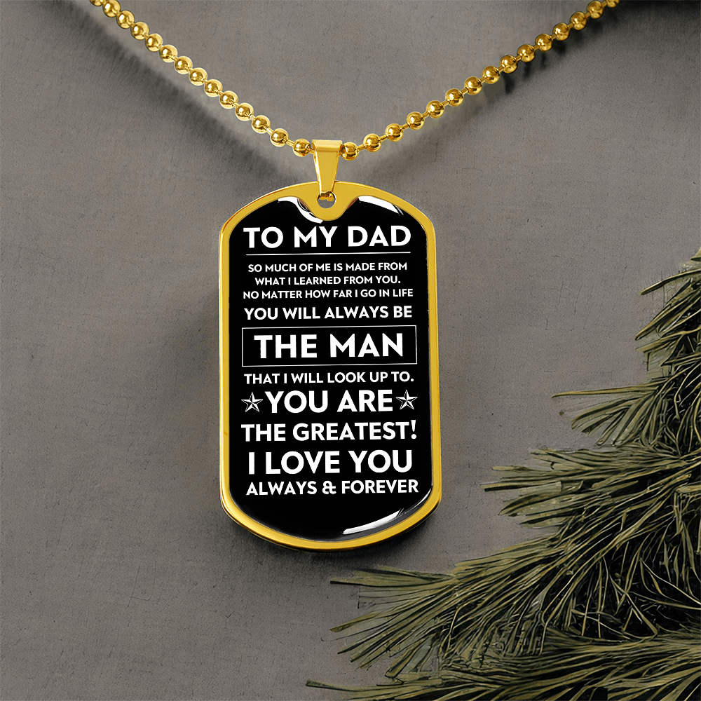 To My Dad, The Man, Personalized Dog Tag Necklace, Birthday, Father's Day, Holiday