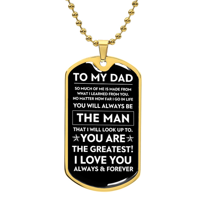 To My Dad, The Man, Personalized Dog Tag Necklace, Birthday, Father's Day, Holiday