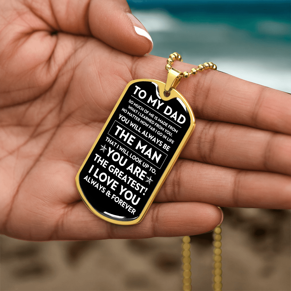 To My Dad, The Man, Personalized Dog Tag Necklace, Birthday, Father's Day, Holiday