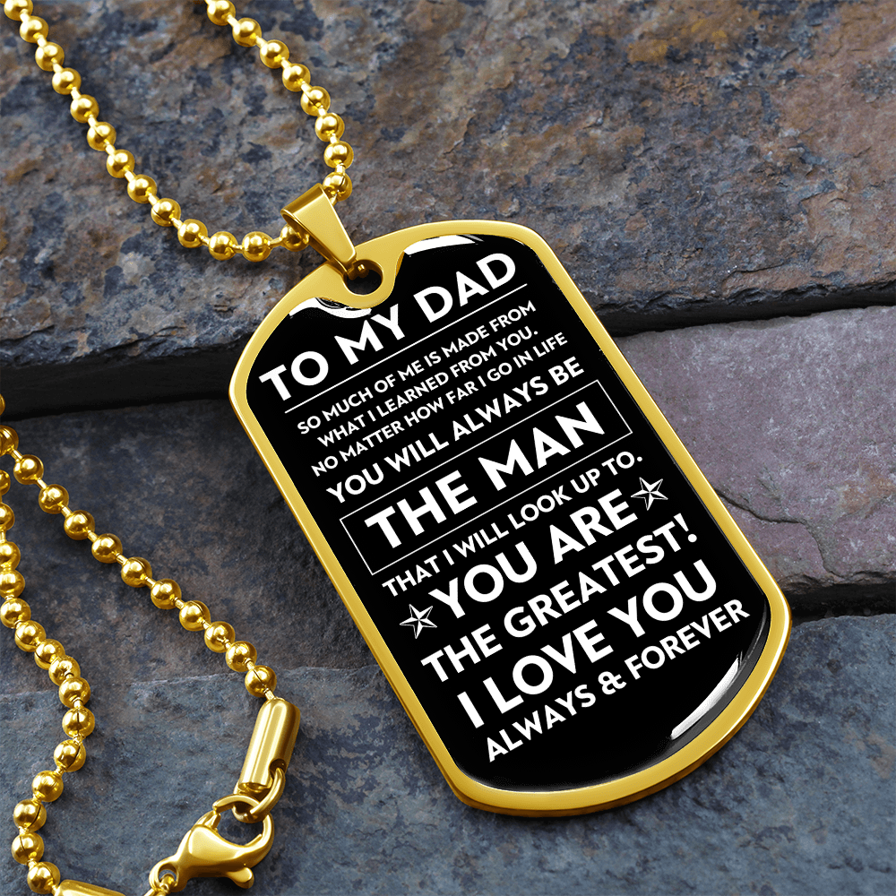 To My Dad, The Man, Personalized Dog Tag Necklace, Birthday, Father's Day, Holiday