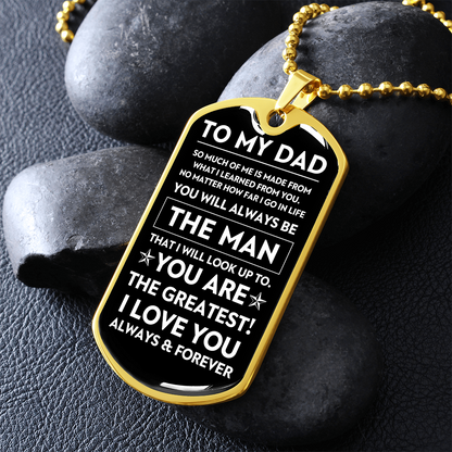 To My Dad, The Man, Personalized Dog Tag Necklace, Birthday, Father's Day, Holiday