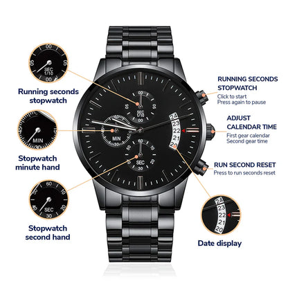 Personalized Black Chronograph Luxury Watch - Gift For Him - Anniversary/Birthday/Father's Day/Valentines