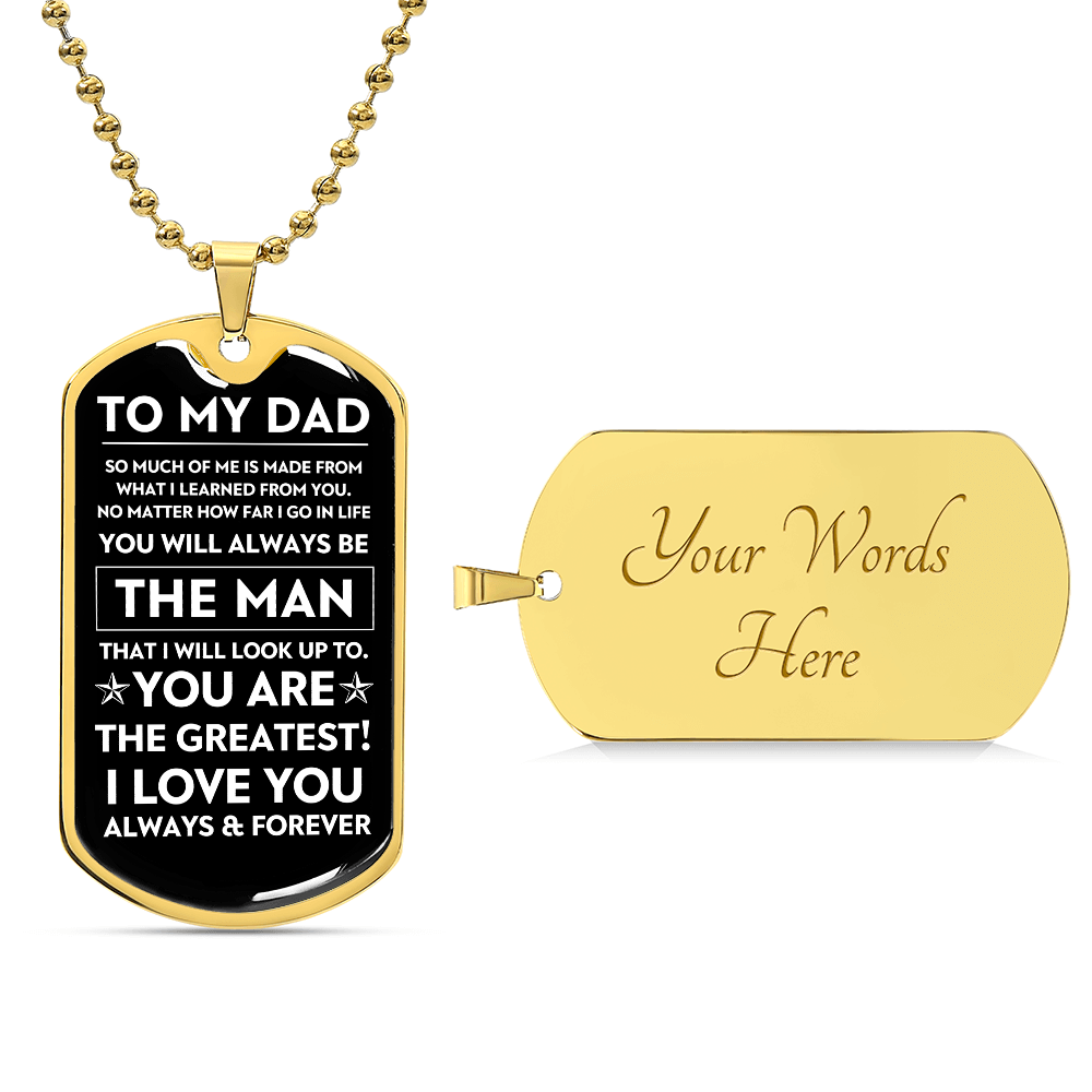 To My Dad, The Man, Personalized Dog Tag Necklace, Birthday, Father's Day, Holiday