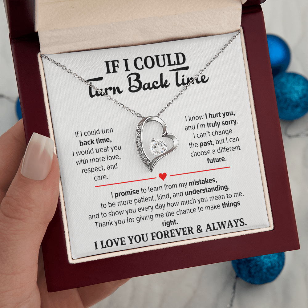 If I Could Turn Back Time Necklace for Her – I'm Sorry Heart Apology Gift