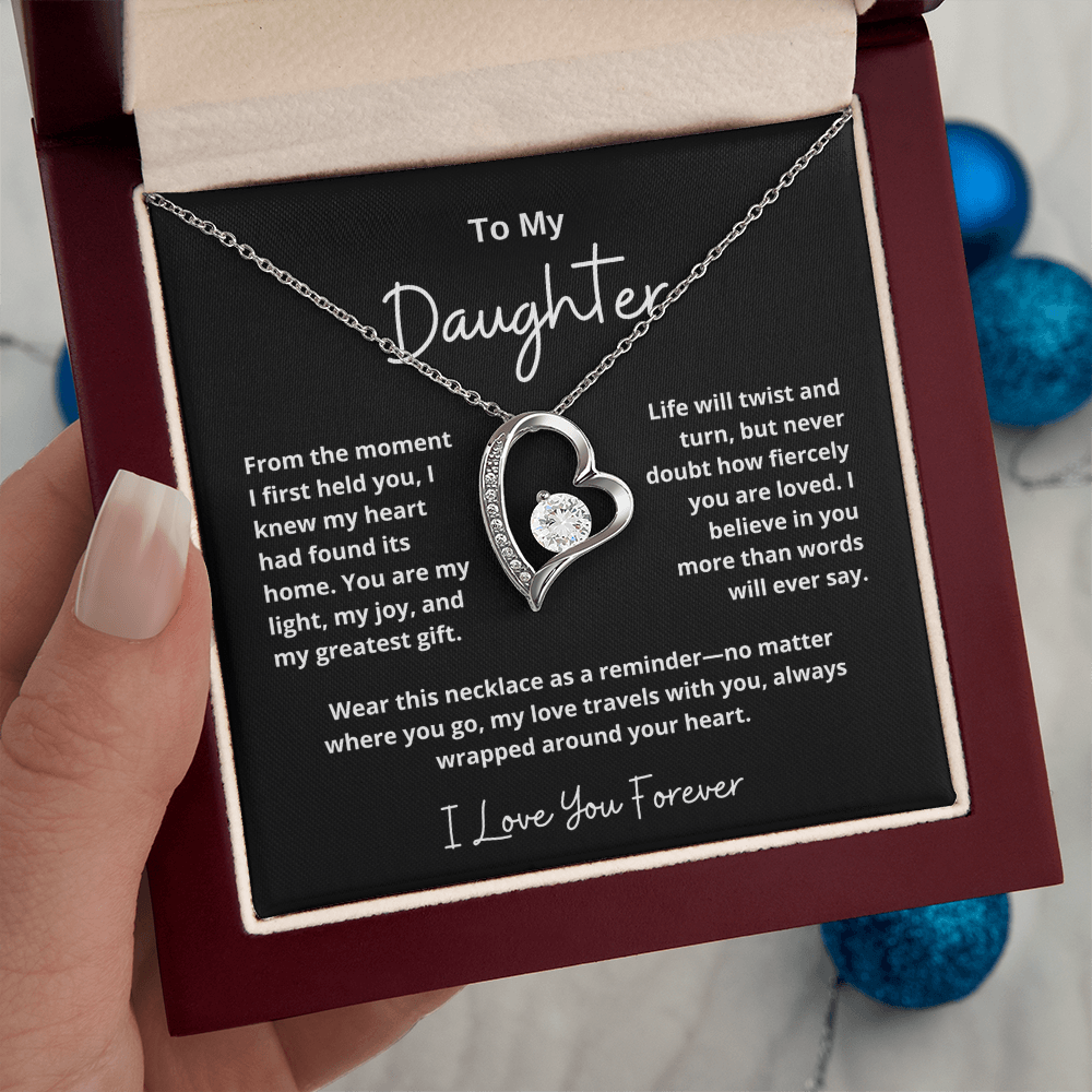 To My Daughter – Sparkling Forever Love Necklace with Heartfelt Message